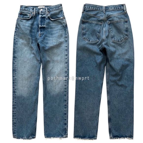 AGOLDE 90’s Fit Jeans Loose Fit Straight High Rise 24 Blue - Picture 2 of 11